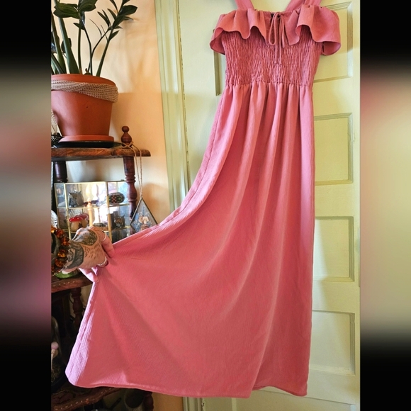 Zara dusty rose pink mauve boho midi dress - Picture 9 of 10